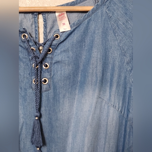 Girls Justice Chambray Lace Up Romper Size 20 - Picture 2 of 4